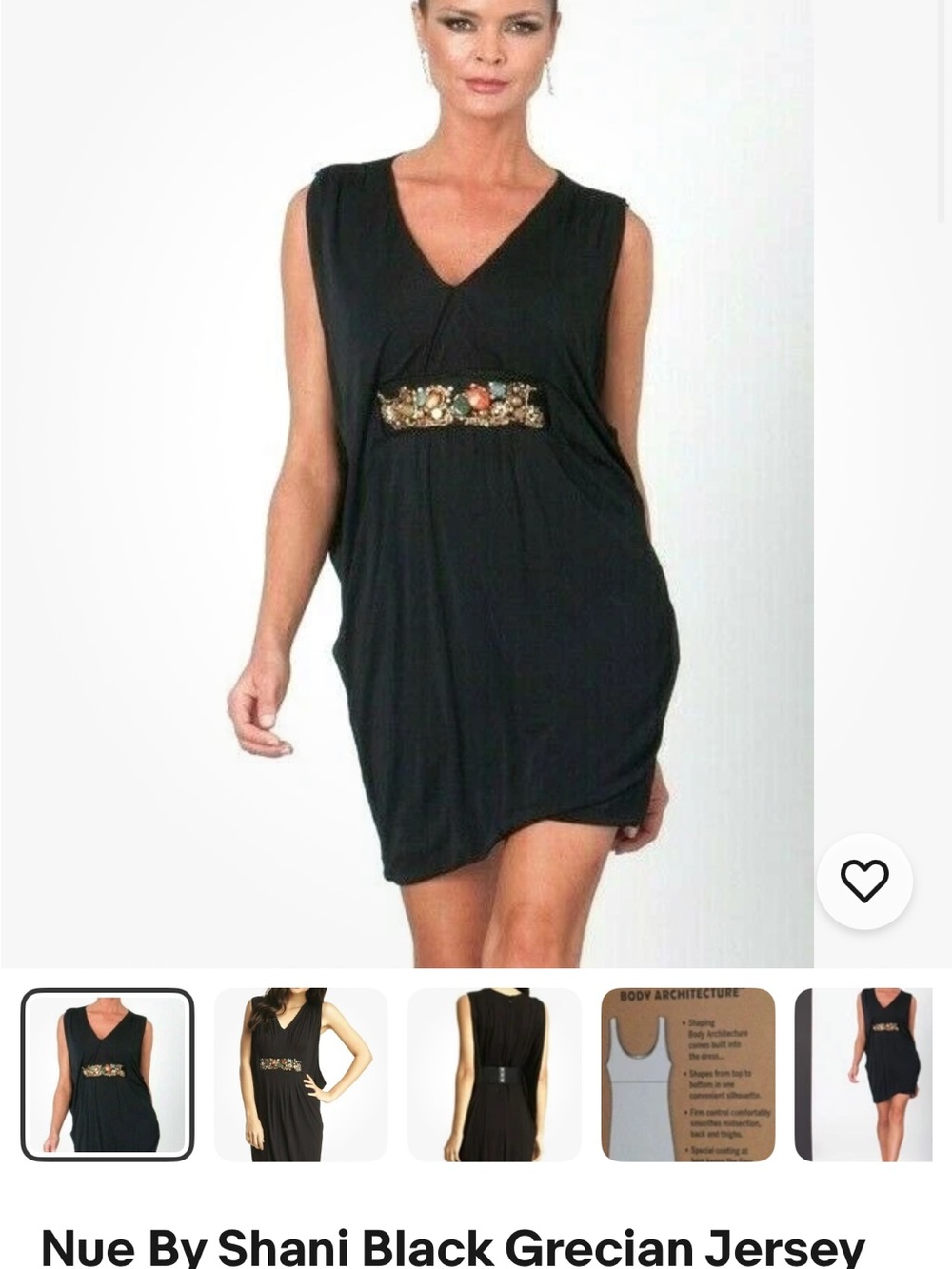 NWT Size:XL Nue by Shani Black Grecian Jersey Dress with Embellished Waist